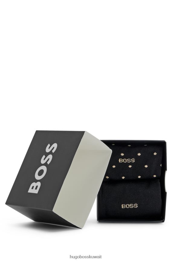 4TFNJN2875 أسود Hugo Boss Hugo - حزمة من اثنين من الجوارب المصنوعة من مزيج القطن المرسيري باللون الأسود