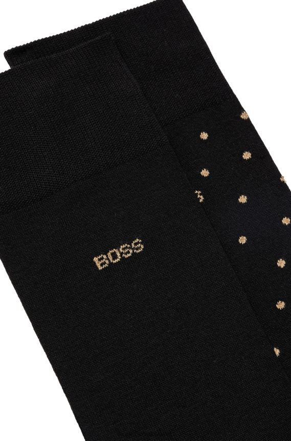 4TFNJN2875 أسود Hugo Boss Hugo - حزمة من اثنين من الجوارب المصنوعة من مزيج القطن المرسيري باللون الأسود