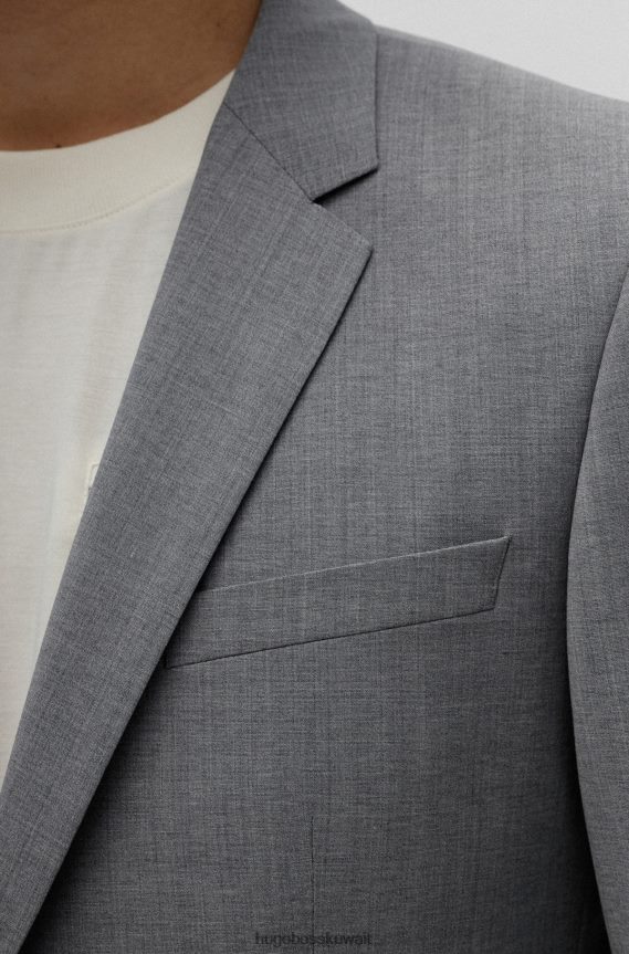 4TFNJN2877 رمادي Hugo Boss بدلة رمادية ضيقة مصنوعة من قماش هوغو المصنوع من مزيج الصوف