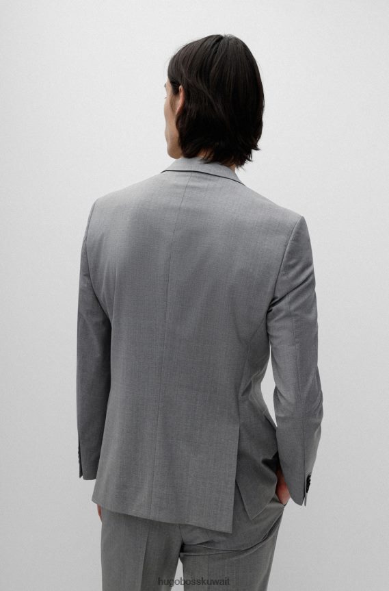 4TFNJN2877 رمادي Hugo Boss بدلة رمادية ضيقة مصنوعة من قماش هوغو المصنوع من مزيج الصوف