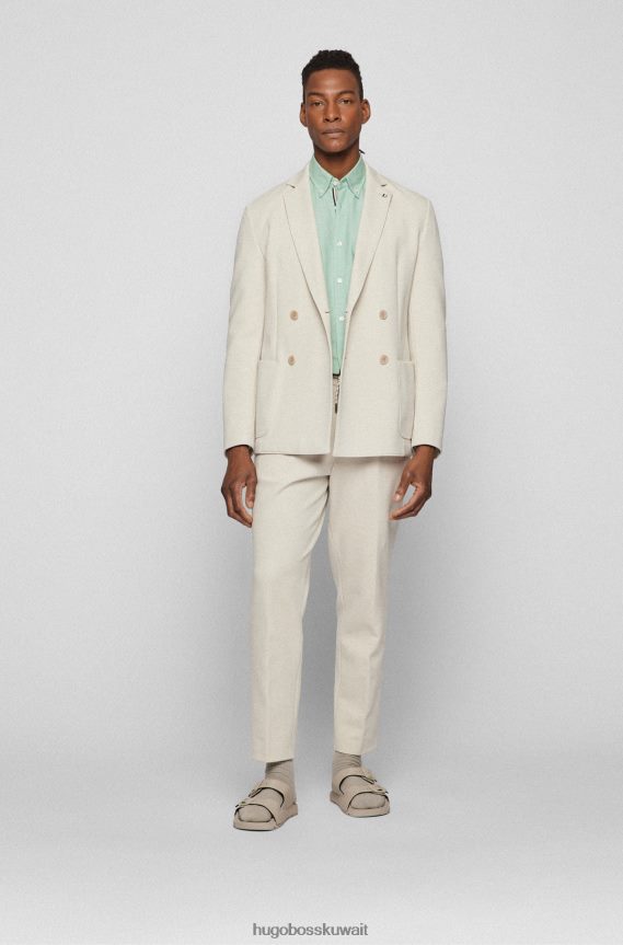 4TFNJN2880 اخضر فاتح Hugo Boss قميص أخضر فاتح بقصة عادية مزين بشعار Hugo مصنوع من قطن أكسفورد