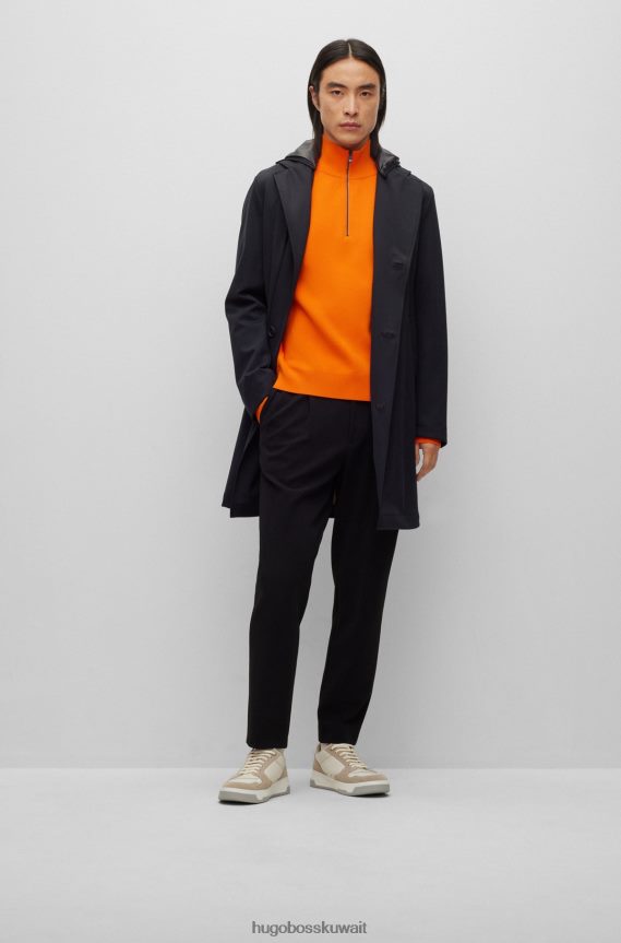 4TFNJN2904 البرتقالي Hugo Boss سترة هوغو برتقالية برقبة بسحاب مصنوعة من مواد مختلطة