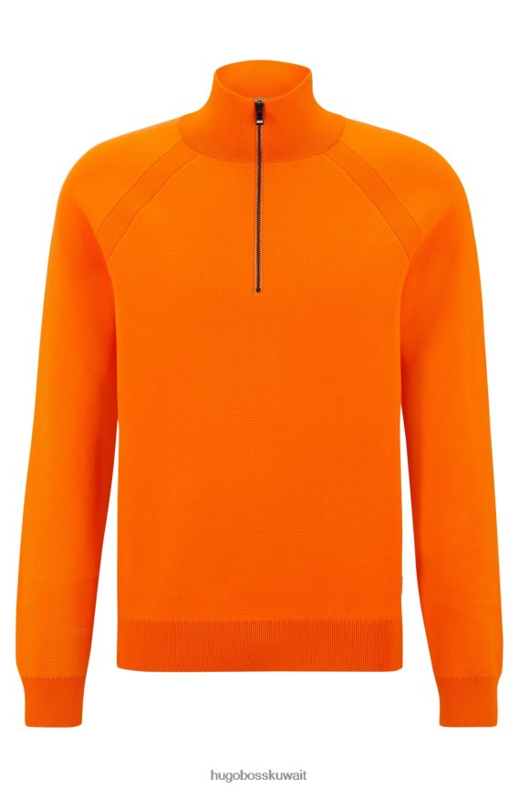 4TFNJN2904 البرتقالي Hugo Boss سترة هوغو برتقالية برقبة بسحاب مصنوعة من مواد مختلطة