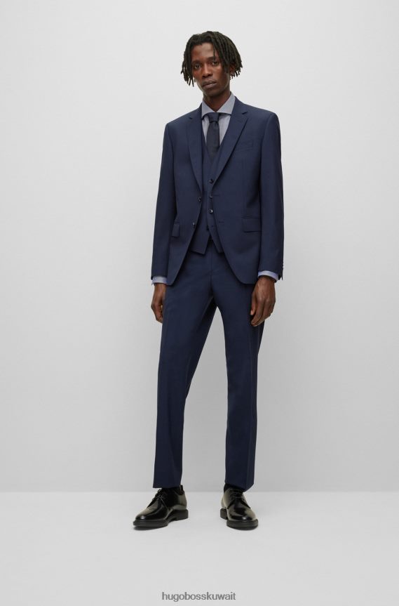 4TFNJN2905 أزرق غامق Hugo Boss صدرية Hugo باللون الأزرق الداكن بقصة ضيقة من الصوف البكر المطاطي