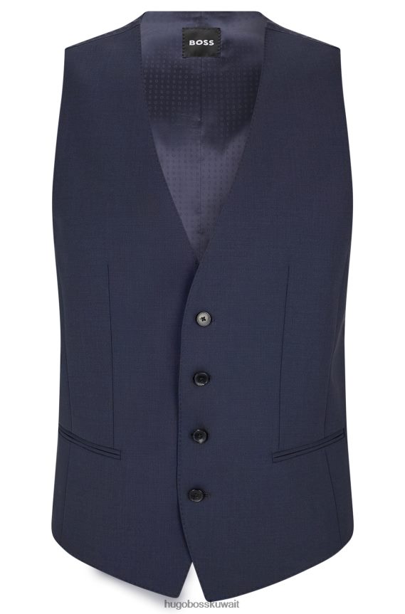 4TFNJN2905 أزرق غامق Hugo Boss صدرية Hugo باللون الأزرق الداكن بقصة ضيقة من الصوف البكر المطاطي