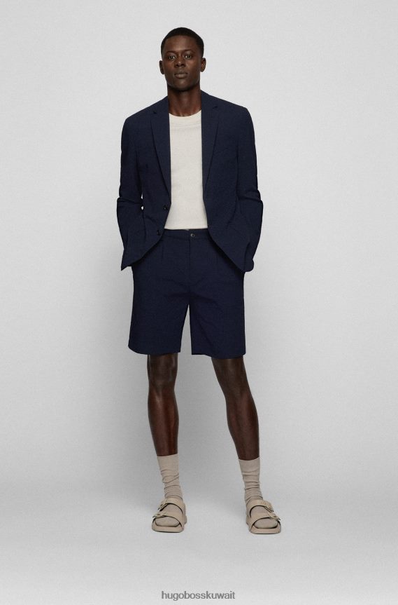 4TFNJN2909 أزرق غامق Hugo Boss سترة ضيقة باللون الأزرق الداكن من القماش القطني المطاطي