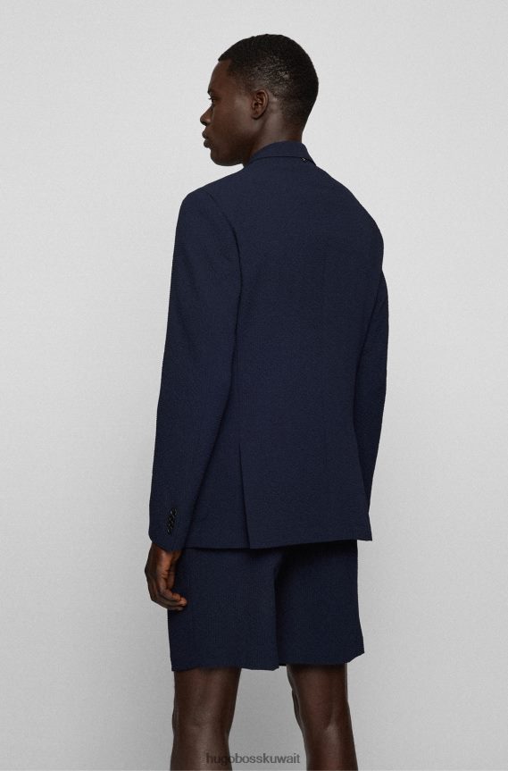 4TFNJN2909 أزرق غامق Hugo Boss سترة ضيقة باللون الأزرق الداكن من القماش القطني المطاطي