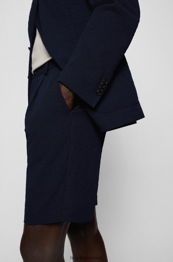 4TFNJN2909 أزرق غامق Hugo Boss سترة ضيقة باللون الأزرق الداكن من القماش القطني المطاطي