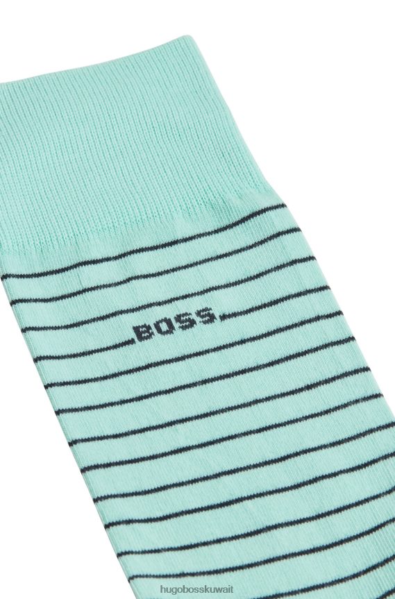 4TFNJN2918 اخضر فاتح Hugo Boss Hugo - حزمة من قطعتين من الجوارب ذات الطول العادي من القطن المطاطي باللون الأخضر الفاتح