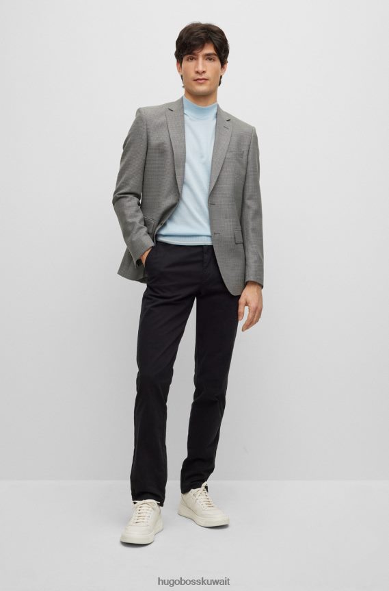 4TFNJN2933 أسود Hugo Boss بنطال تشينو بقصة ضيقة مصنوع من قطن الجبردين المطاطي باللون الأسود