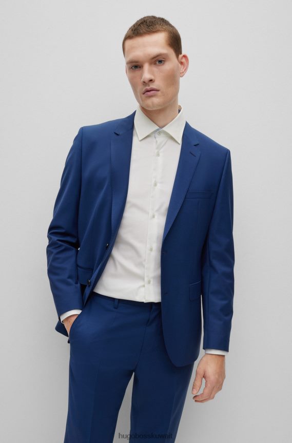 4TFNJN2950 أزرق Hugo Boss سترة بصدر واحد في هوغو من مزيج الصوف باللون الأزرق