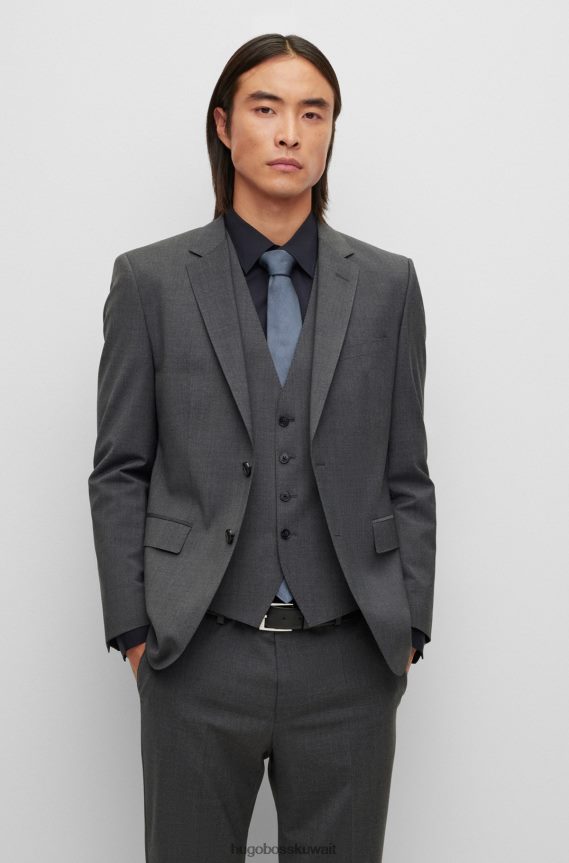 4TFNJN2952 الرمادي الداكن Hugo Boss سترة أحادية الصدر من مزيج الصوف هوغو باللون الرمادي الداكن