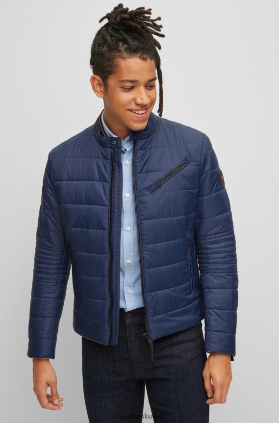 4TFNJN2960 أزرق غامق Hugo Boss سترة راكب الدراجة النارية Hugo باللون الأزرق الداكن مع شارة الشعار