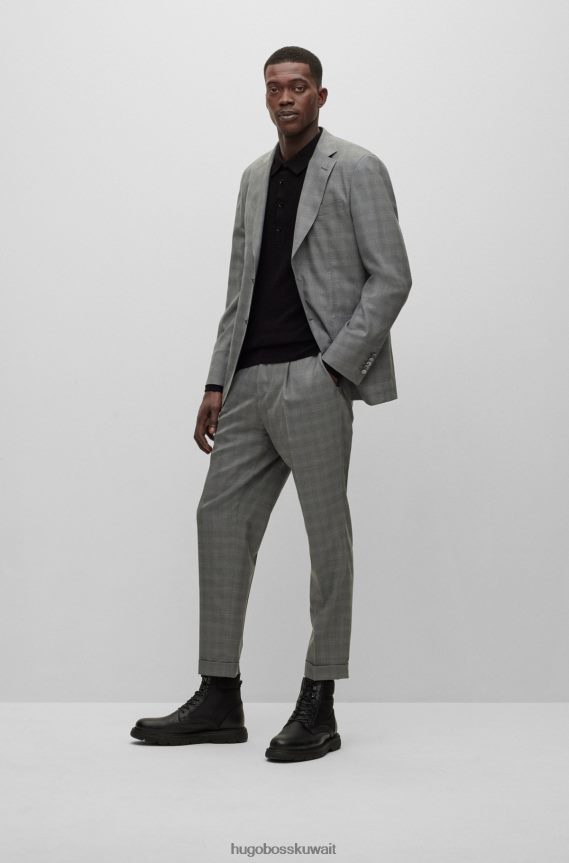 4TFNJN2961 أسود Hugo Boss سترة بولو مضلعة من Hugo باللون الأسود النحيف