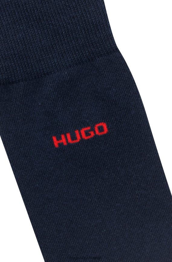 4TFNJN2965 أزرق غامق Hugo Boss عبوة من قطعتين من جوارب هوغو باللون الأزرق الداكن بطول عادي مصنوعة من قماش مطاطي