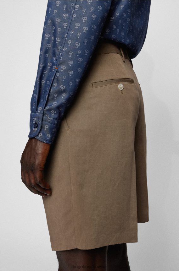 4TFNJN2967 أزرق غامق Hugo Boss قميص Hugo ذو المقاس العادي من القطن المطاطي بنمط الجاكار باللون الأزرق الداكن