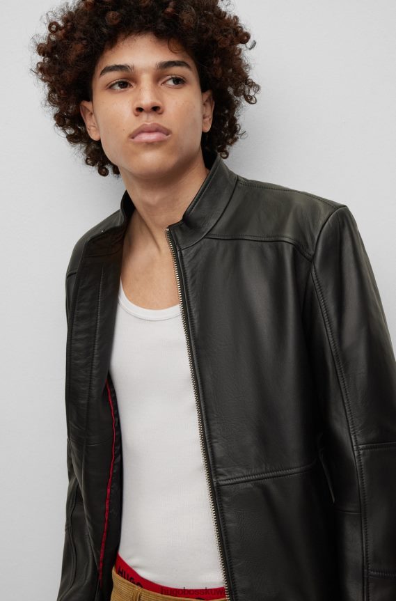 4TFNJN2986 أسود Hugo Boss سترة راكب الدراجة النارية Hugo فائقة النحافة باللون الأسود