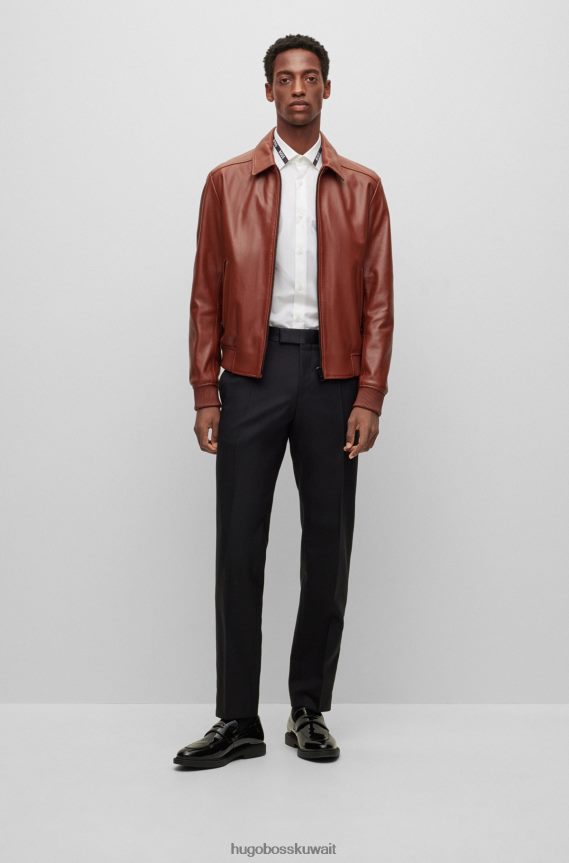 4TFNJN3001 أبيض Hugo Boss قميص أبيض بقصّة ضيّقة من قطن هوغو الإيطالي الصنع