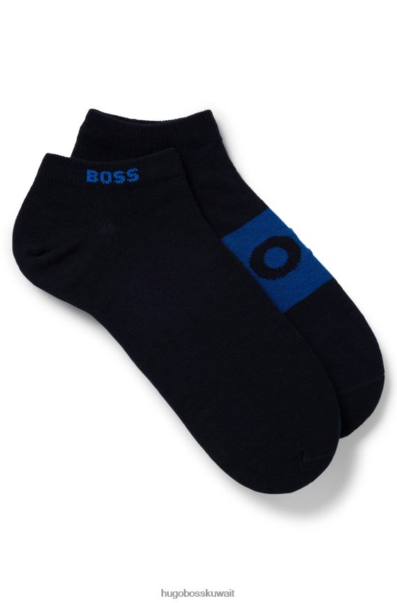 4TFNJN3004 أزرق غامق Hugo Boss Hugo - حزمة من قطعتين من الجوارب بطول الكاحل مصنوعة من قماش مطاطي باللون الأزرق الداكن