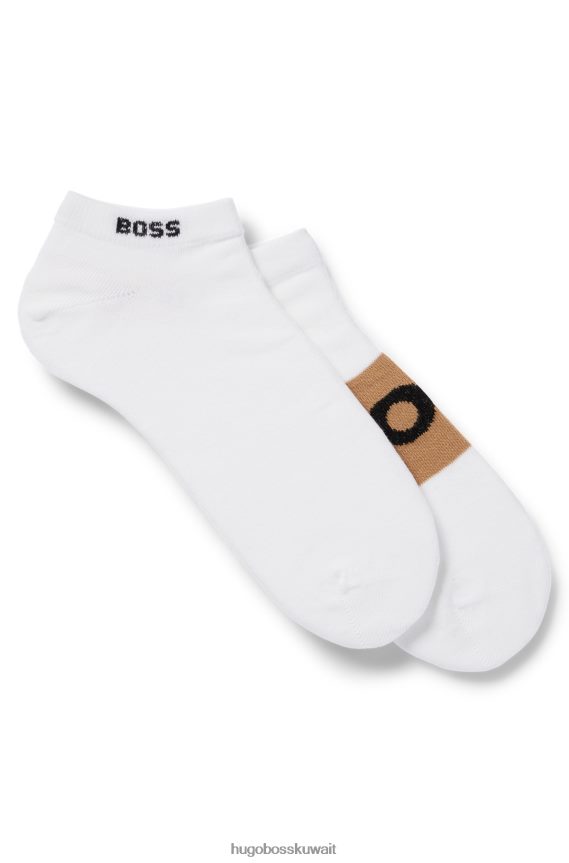 4TFNJN3005 أبيض Hugo Boss Hugo - حزمة من اثنين من الجوارب بطول الكاحل من القماش المطاطي باللون الأبيض
