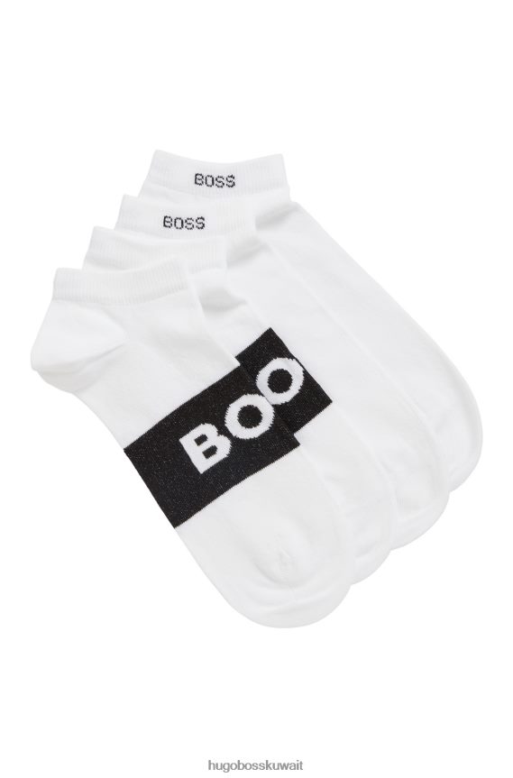 4TFNJN3006 أبيض Hugo Boss زوجان من الجوارب بطول الكاحل من هوغو من القماش المطاطي باللون الأبيض
