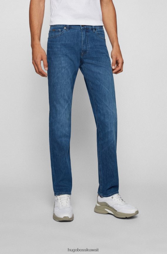 4TFNJN3008 أزرق Hugo Boss جينز بقصة عادية من قماش الدنيم الإيطالي خفيف الوزن باللون الأزرق هوغو