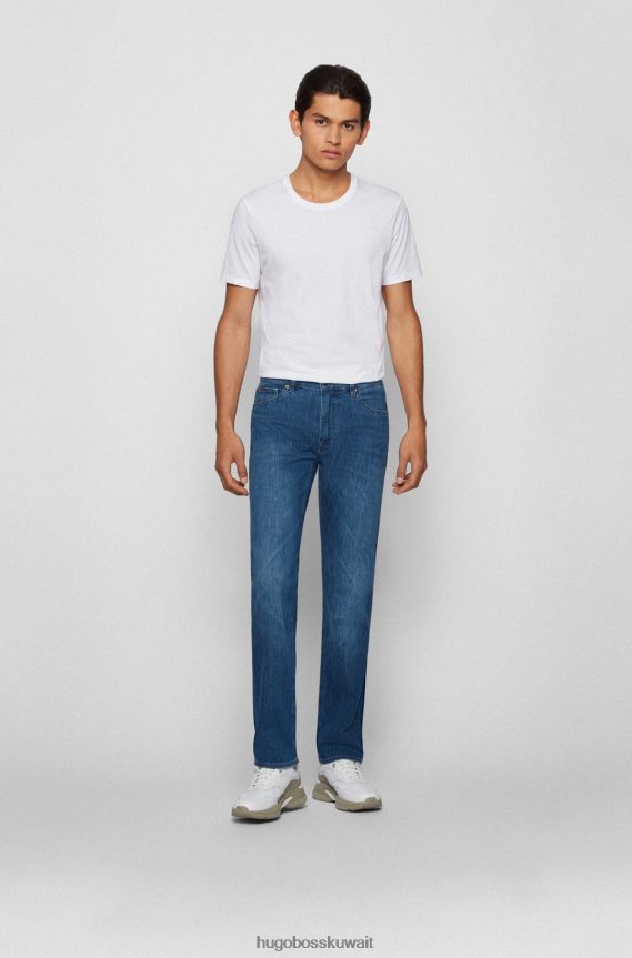 4TFNJN3008 أزرق Hugo Boss جينز بقصة عادية من قماش الدنيم الإيطالي خفيف الوزن باللون الأزرق هوغو