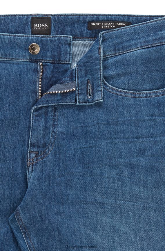 4TFNJN3008 أزرق Hugo Boss جينز بقصة عادية من قماش الدنيم الإيطالي خفيف الوزن باللون الأزرق هوغو