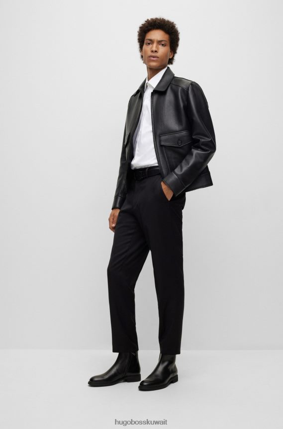 4TFNJN3016 أبيض Hugo Boss قميص هوغو الأبيض ذو المقاس العادي من قماش البوبلين القطني سهل الكي