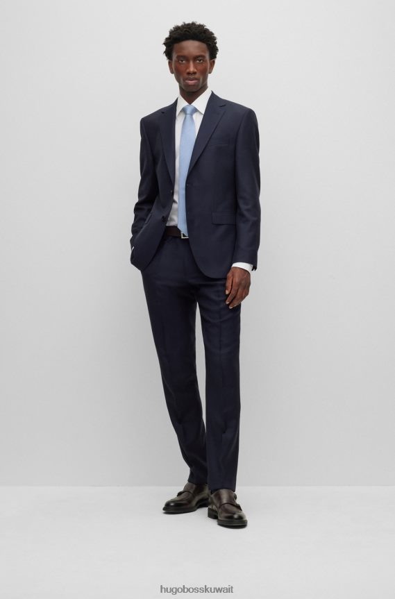 4TFNJN3023 أبيض Hugo Boss قميص Hugo أبيض بقصة ضيقة مصنوع من قماش البوبلين القطني سهل الكي