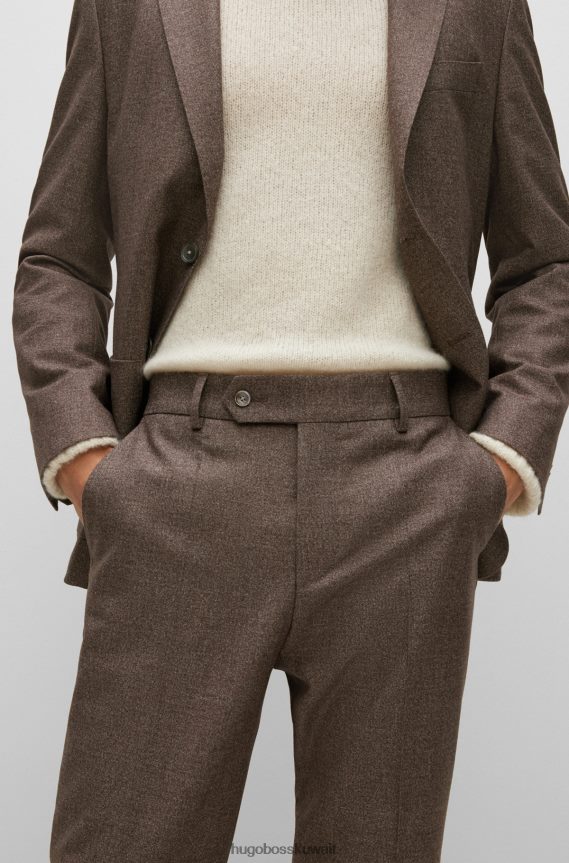 4TFNJN3025 بني Hugo Boss بدلة ذات قصة عادية مصنوعة من مزيج هوغو من الصوف البكر باللون البني