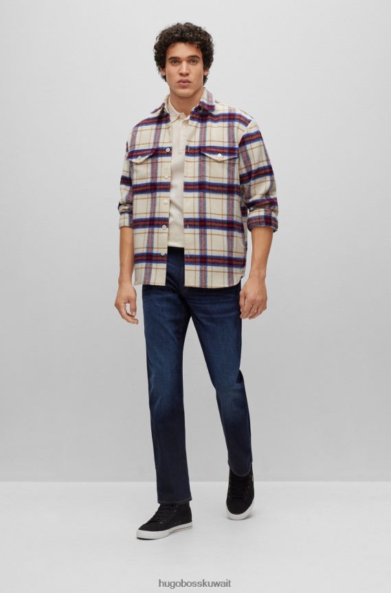 4TFNJN3026 أزرق غامق Hugo Boss جينز أزرق داكن باللون الأزرق الداكن من قماش الدنيم فائق النعومة والمطاط المريح