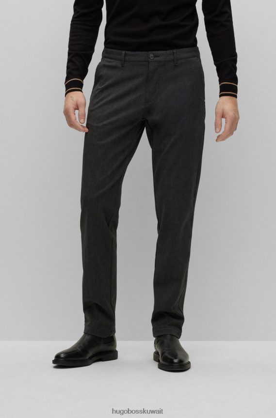4TFNJN3030 رمادي Hugo Boss هوغو بنطال تشينو ذو قصة عادية مصنوع من قماش مطاطي منقوش باللون الرمادي