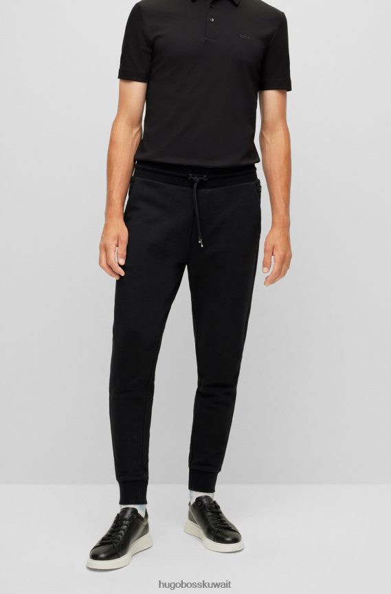 4TFNJN3031 أسود Hugo Boss قطعة سفلية رياضية من القطن العضوي مع شعار هوغو أسود مطبوع بالمطاط