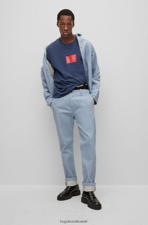 4TFNJN3051 أزرق غامق Hugo Boss هوغو | تي شيرت من القطن العضوي مع شارة شعار الكبسولة