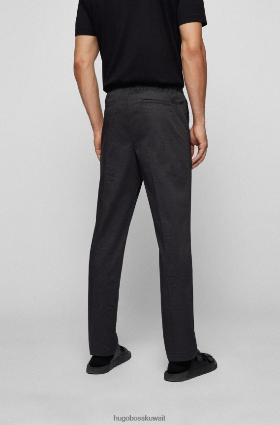 4TFNJN3060 أسود Hugo Boss بنطلون أسود بقصة ضيقة من قطن هوغو المطاطي المطبوع