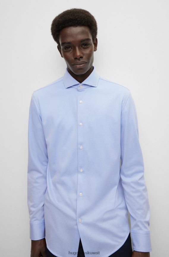 4TFNJN3066 أزرق فاتح Hugo Boss قميص أزرق فاتح بقصّة ضيّقة من هوغو جيرسي مطاطي الأداء