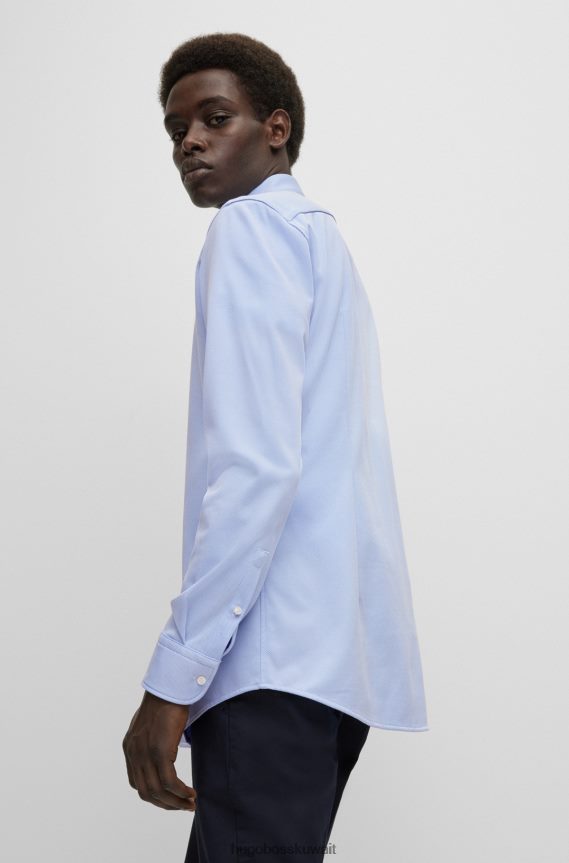 4TFNJN3066 أزرق فاتح Hugo Boss قميص أزرق فاتح بقصّة ضيّقة من هوغو جيرسي مطاطي الأداء
