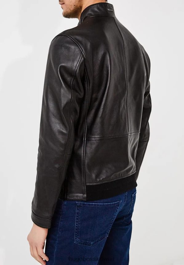 4TFNJN306 أسود Hugo Boss سترة جلدية نيروس 50382333 أسود