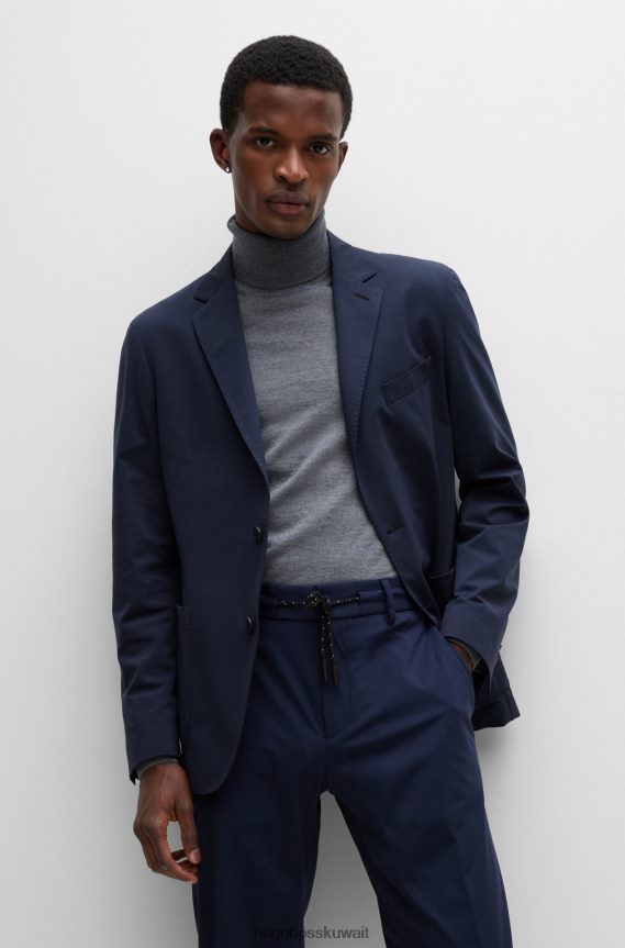4TFNJN3072 أزرق غامق Hugo Boss سترة زرقاء داكنة بقصة ضيقة من هوغو جيرسي عالي الأداء