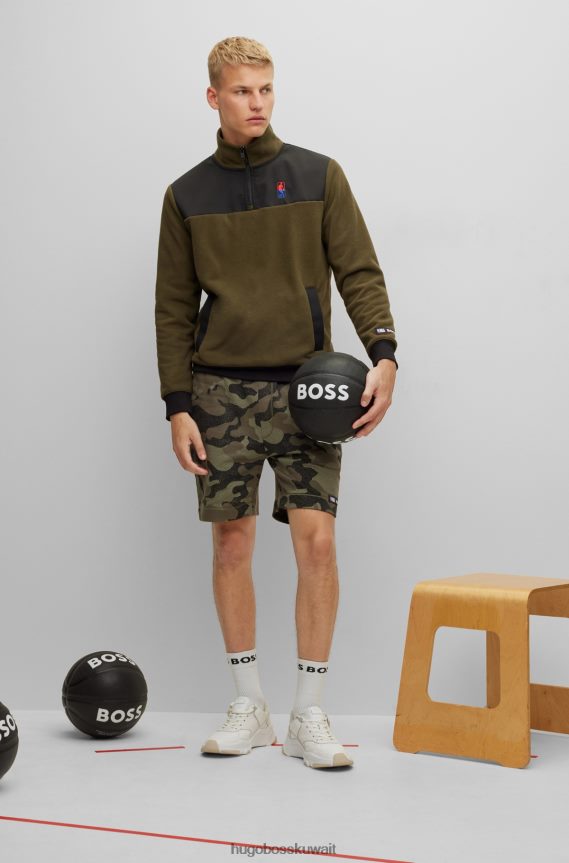 4TFNJN3083 nba عام Hugo Boss & NBA سترة من الصوف المطاطي برقبة بسحاب