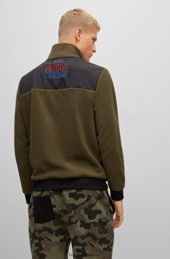 4TFNJN3083 nba عام Hugo Boss & NBA سترة من الصوف المطاطي برقبة بسحاب