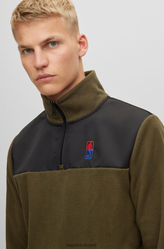 4TFNJN3083 nba عام Hugo Boss & NBA سترة من الصوف المطاطي برقبة بسحاب