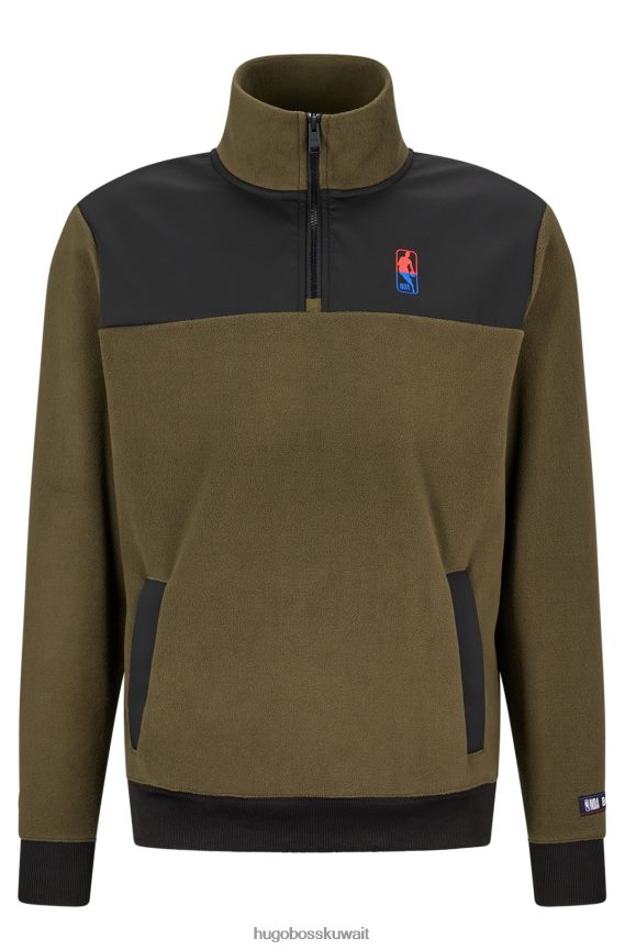 4TFNJN3083 nba عام Hugo Boss & NBA سترة من الصوف المطاطي برقبة بسحاب