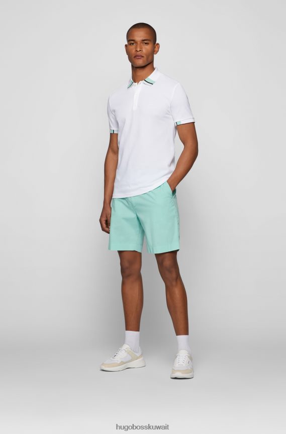 4TFNJN3087 أبيض Hugo Boss قميص بولو من قطن بيكيه بشعار الماركة مع لون أبيض هوغو