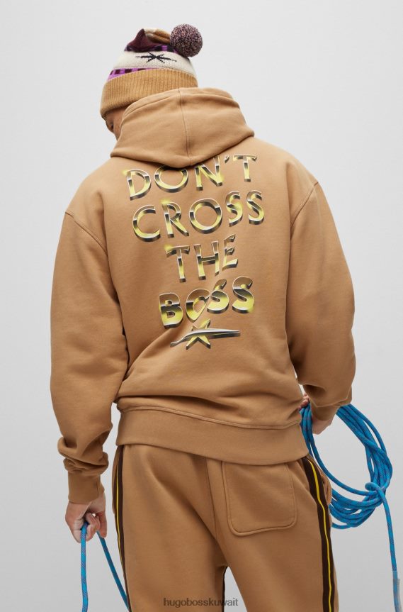 4TFNJN3091 اللون البيج Hugo Boss هودي x phipps مقاس كبير من القطن