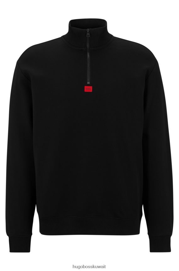 4TFNJN3116 أسود Hugo Boss سويت شيرت هوغو أسود بقصة مريحة ورقبة بسحاب من قطن تيري الفرنسي