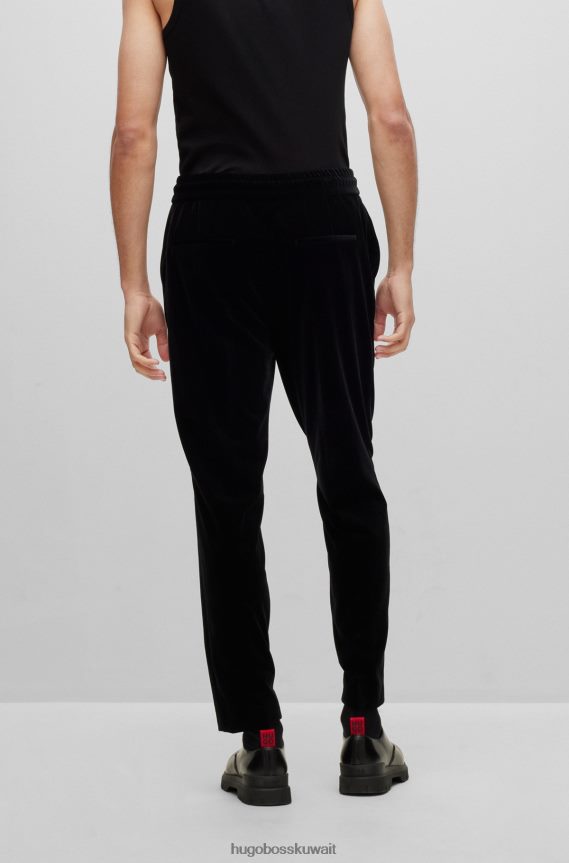 4TFNJN3117 أسود Hugo Boss بنطال Hugo ذو قصة ضيقة باللون الأسود المخملي عالي الأداء