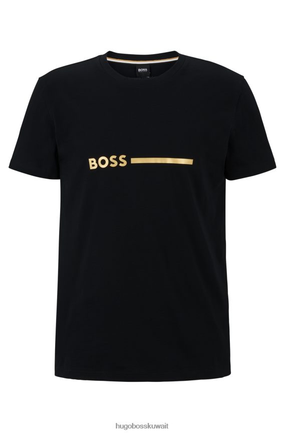 4TFNJN3127 أسود Hugo Boss تيشيرت Hugo أسود عادي من القطن مع حماية من الأشعة فوق البنفسجية