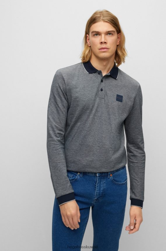 4TFNJN3139 أزرق غامق Hugo Boss قميص بولو هوغو من قطن بيكيه © باللون الأزرق الداكن مع شارة الشعار